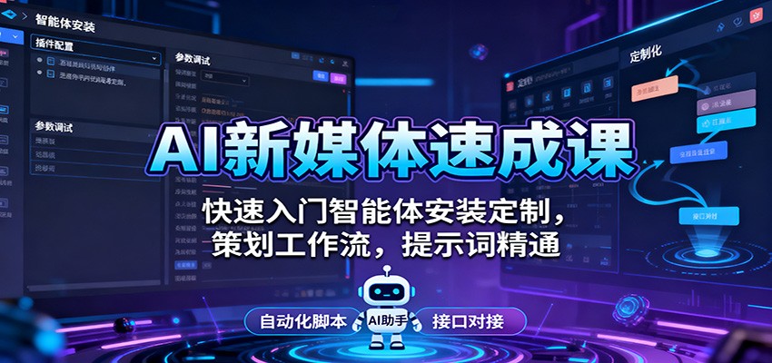 AI新媒体速成课：快速入门智能体安装定制，策划工作流，提示词精通-摇钱树